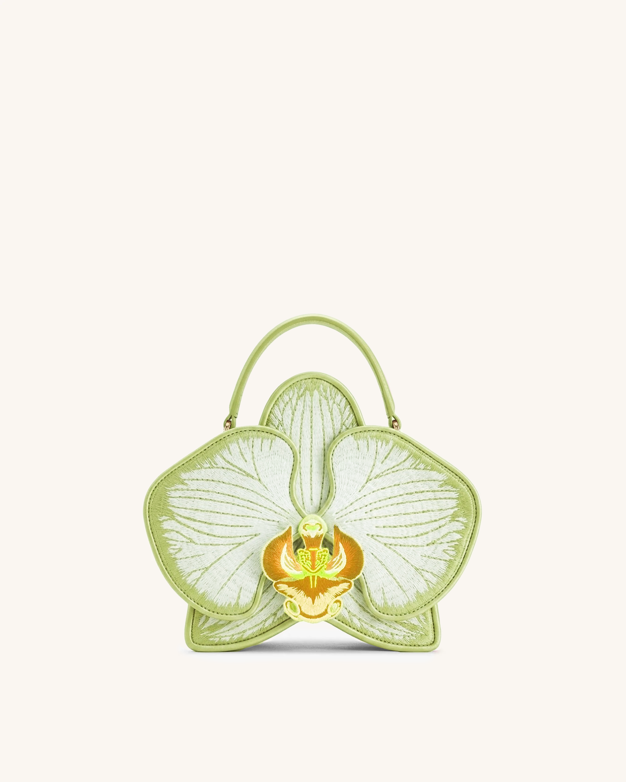 Flora Orchid Shaped Top Handle Bag - Light Green