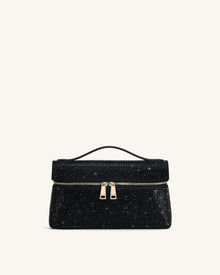 Thea Artificial Crystal Top Handle Bag - Black
