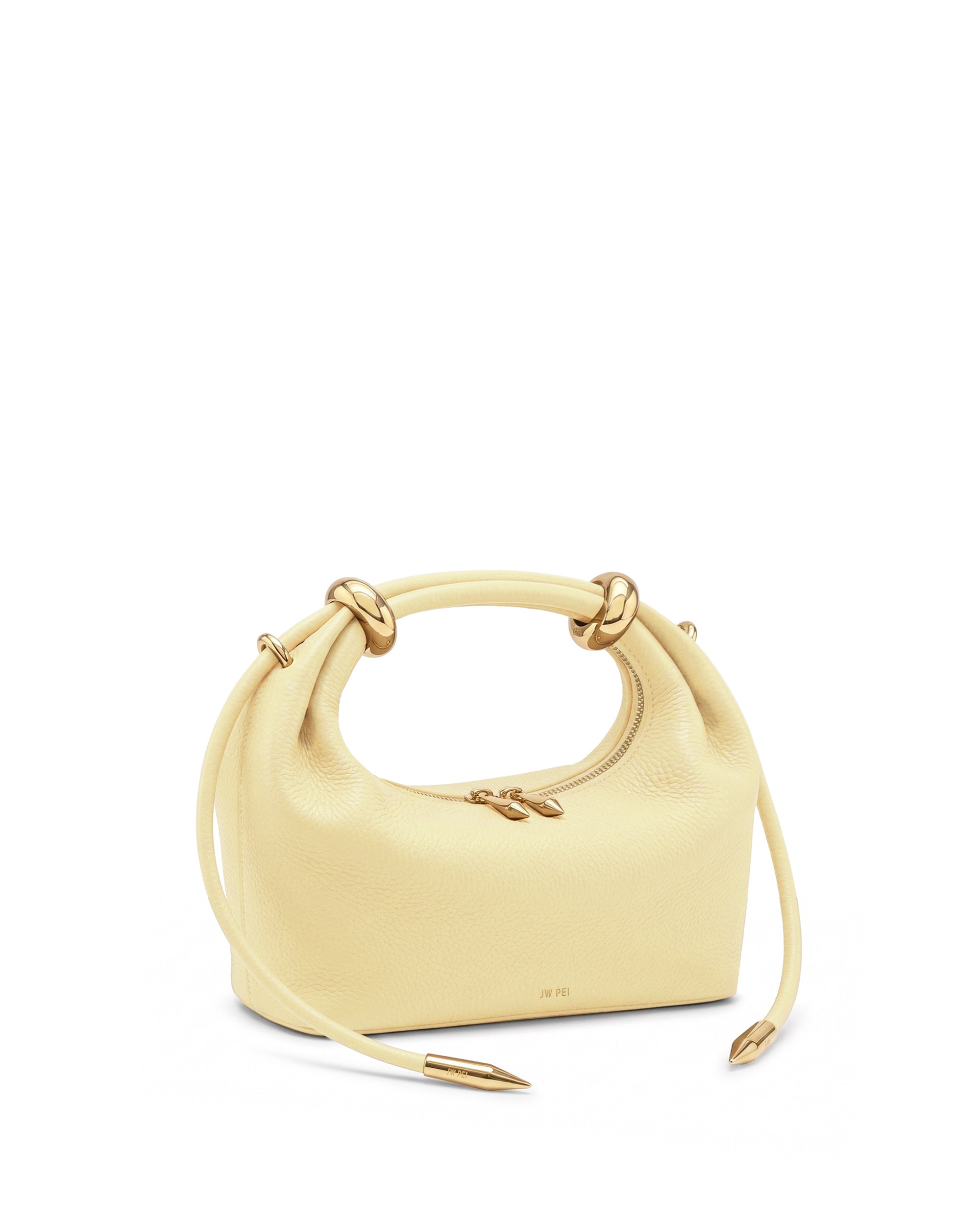 Ellie Metal Ring Embellished Top Handle Bag - Lemon Yellow