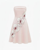 Orchid Embroidered Strapless A-Line Midi Dress - Blush Pink