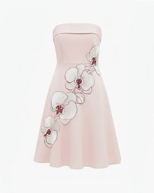 Orchid Embroidered Strapless A-Line Midi Dress - Blush Pink