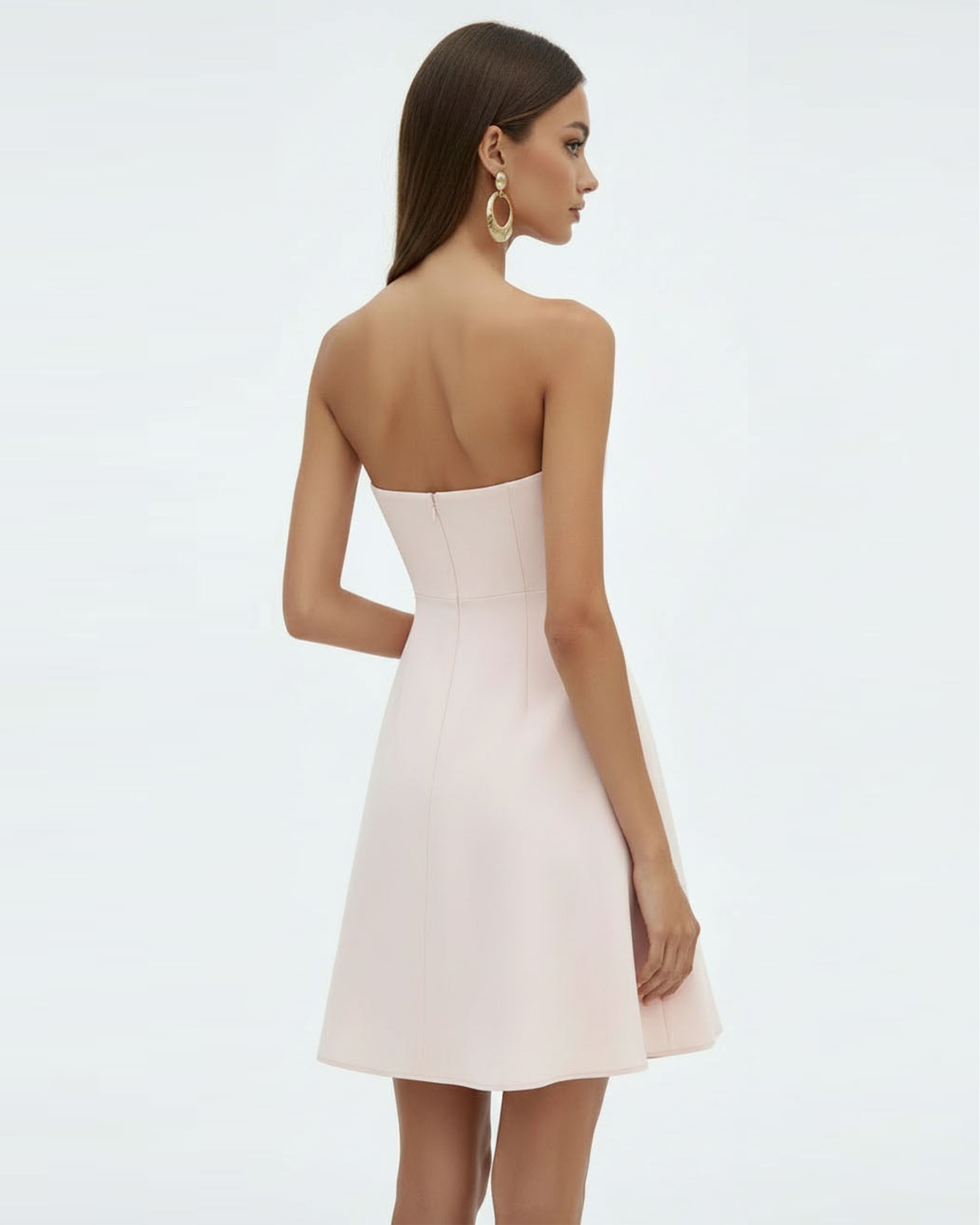 Orchid Embroidered Strapless A-Line Midi Dress - Blush Pink