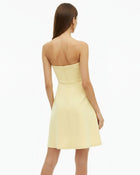 Orchid Embroidered Strapless A-Line Midi Dress - Pale Yellow