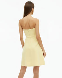 Orchid Embroidered Strapless A-Line Midi Dress - Pale Yellow
