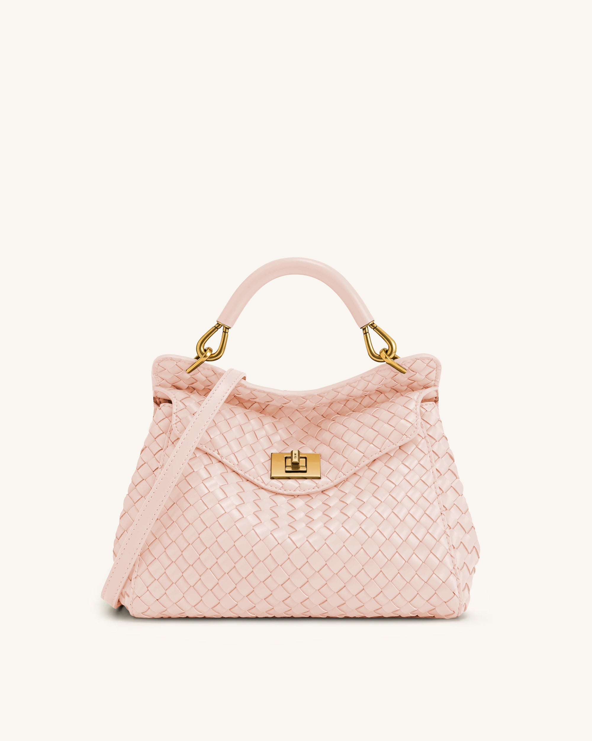 Lucia Classic Woven Top Handle Bag - Pink