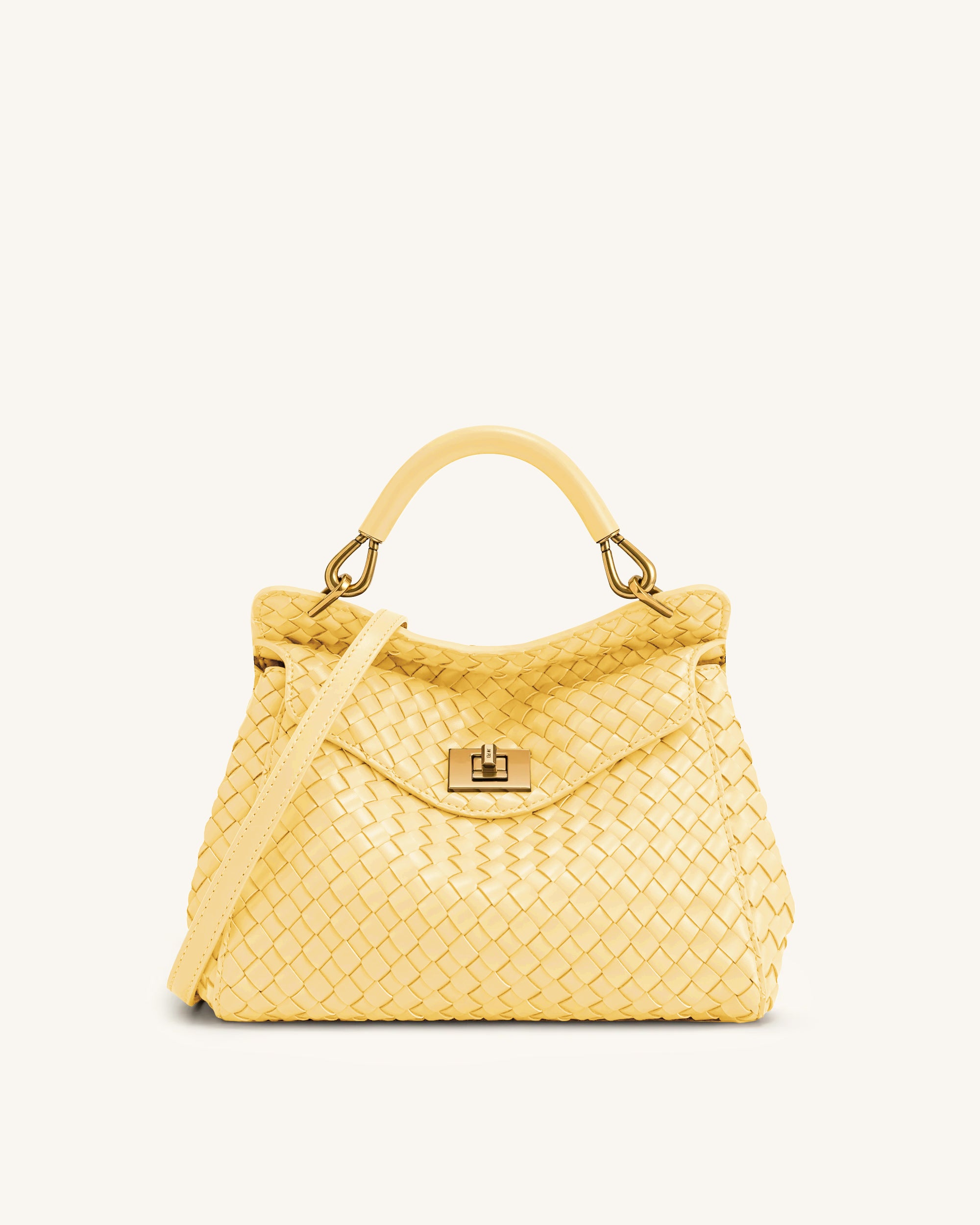 Lucia Classic Woven Top Handle Bag - Yellow