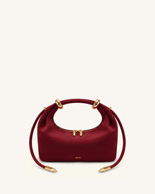 Ellie Faux Suede Metal Ring Embellished Top Handle Bag - Burgundy