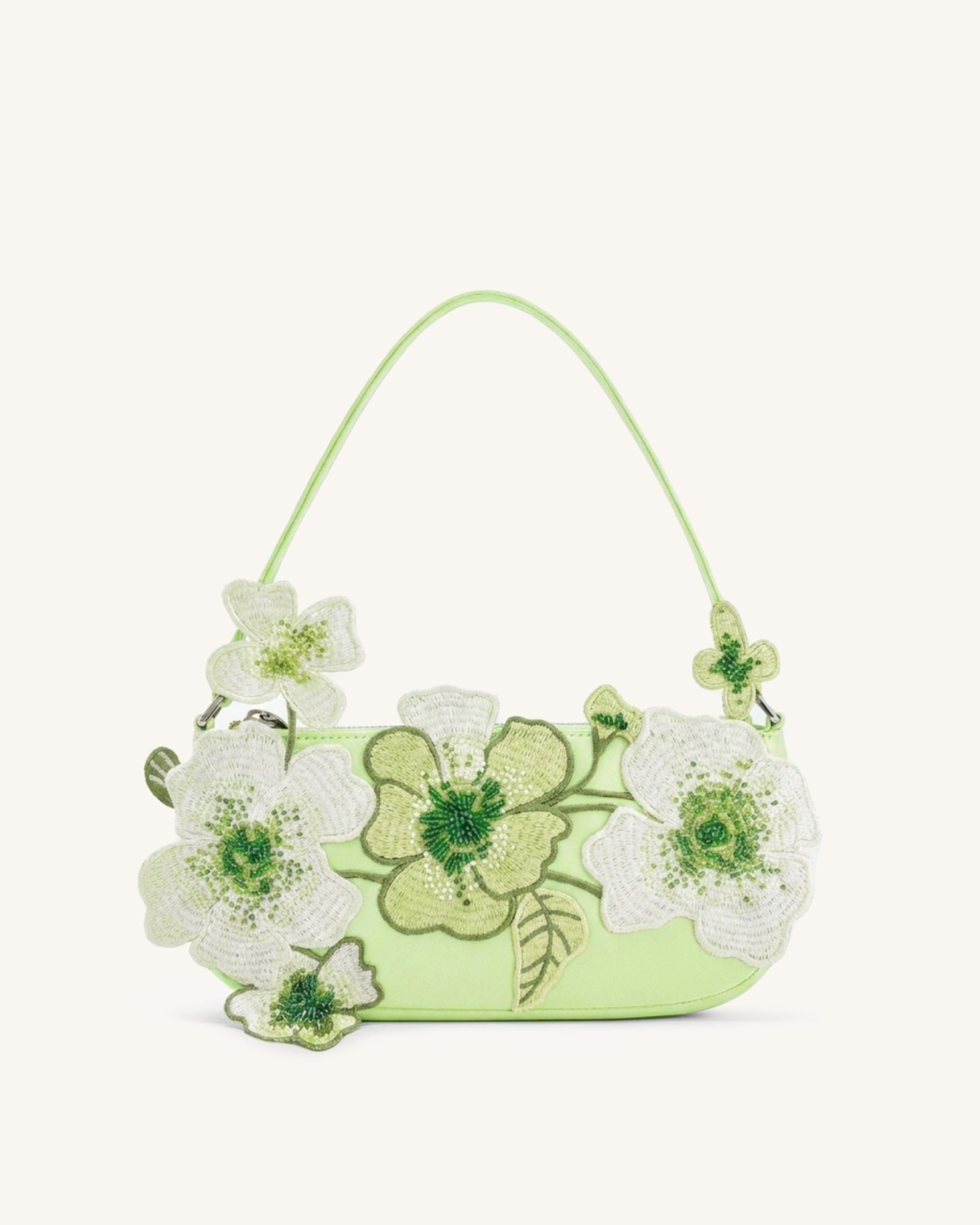 Leona Bead Embellished Shoulder Bag - Light Green