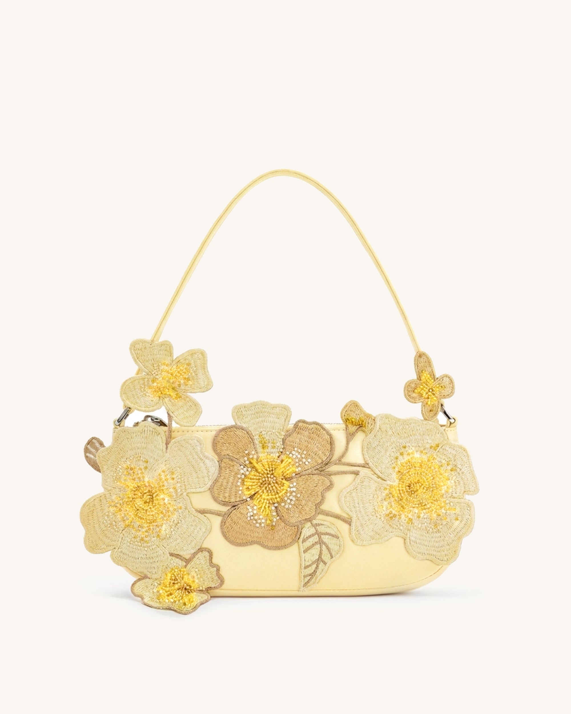 Leona Bead Embellished Shoulder Bag - Light Yellow