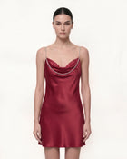 Pearl Strap Backless Cowl Mini Dress - Burgundy