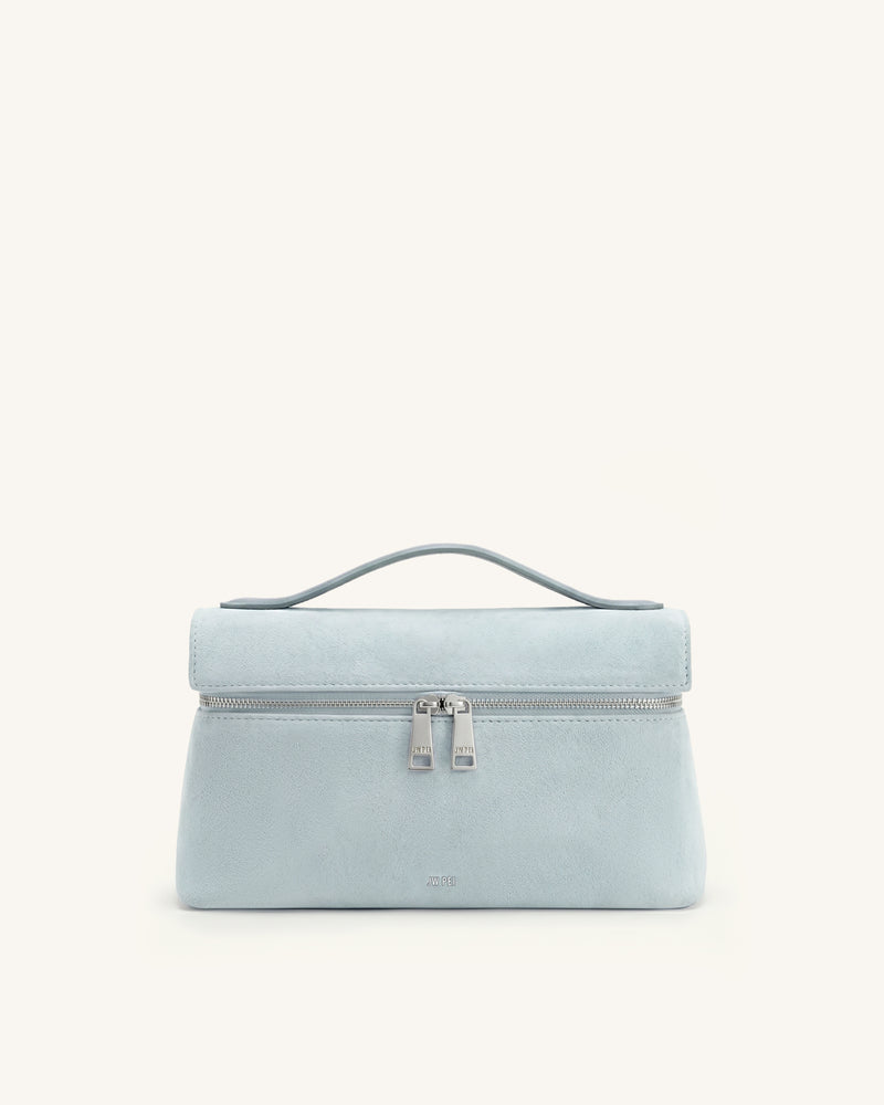Thea Faux Suede Top Handle Bag - Light Blue