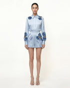 Iris Embroidered Collared Long Sleeve Shirt - Light Blue
