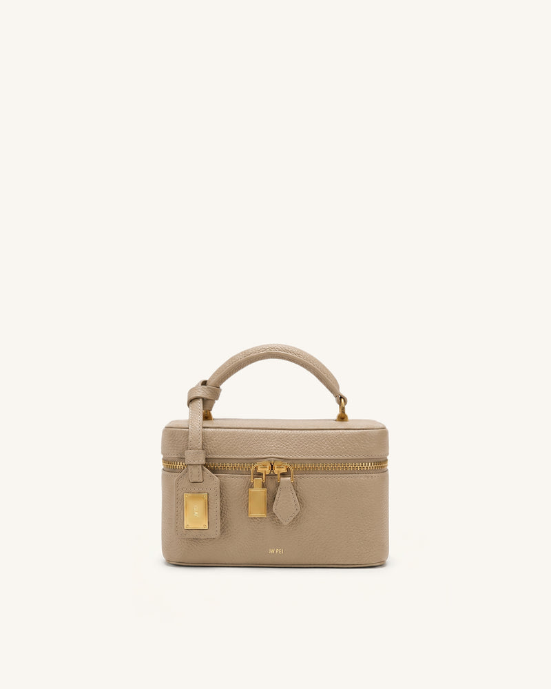 Cleo Box Shape Top Handle Bag - Khaki