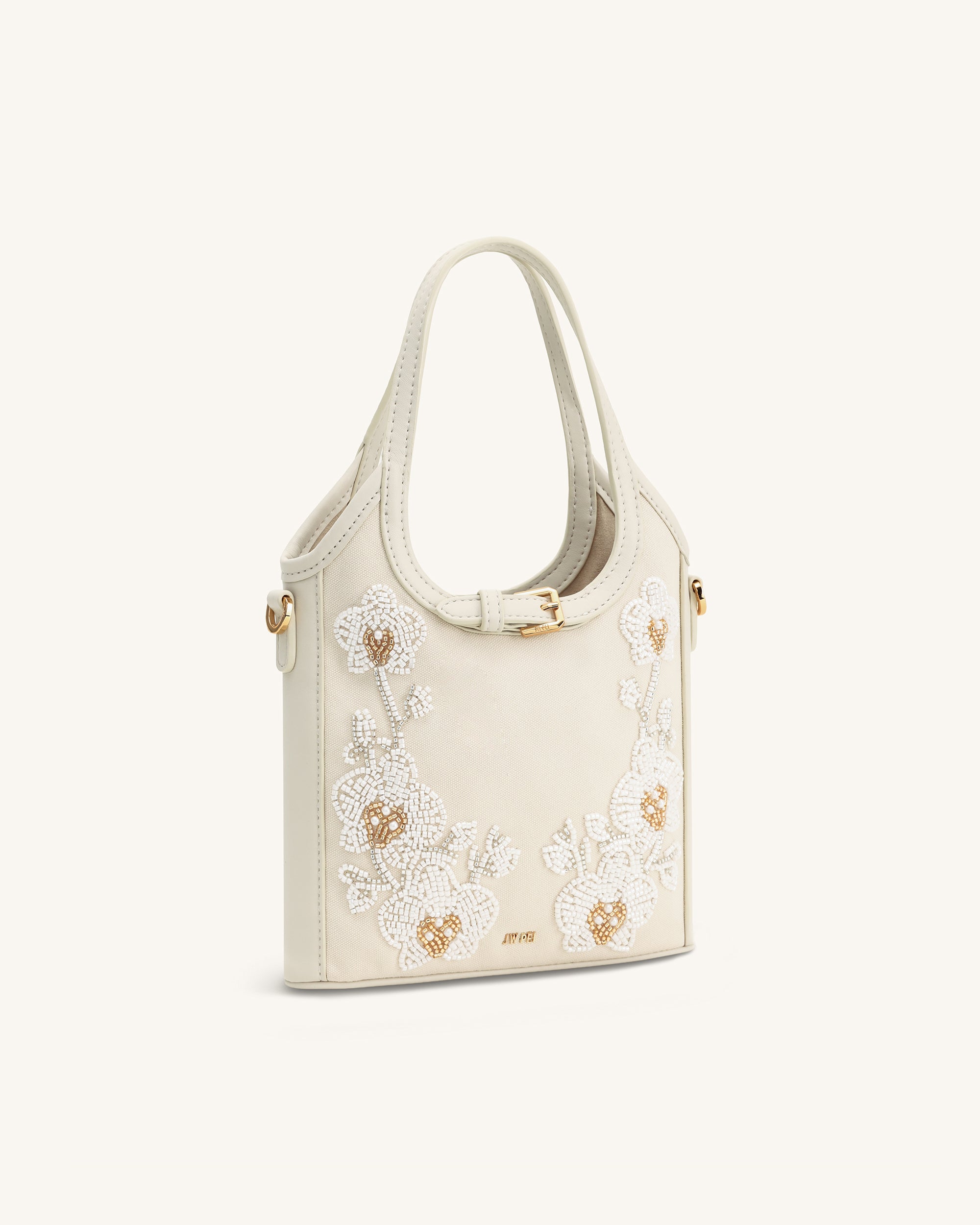 Brooke Mini Belted Embellished Orchid Beaded Top Handle Bag