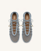 Aurelia Mesh Lace-Up Ballet Flats - Blue