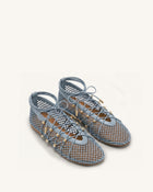 Aurelia Mesh Lace-Up Ballet Flats - Blue