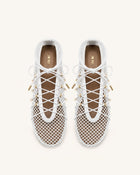 Aurelia Mesh Lace-Up Ballet Flats - White
