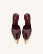 Savannah Metal Cap Toe Pointed Mule Heels - Burgundy