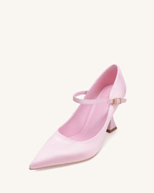 Thalina Satin Fabric Pumps - Pink