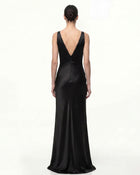 Floral Deep V Maxi Dress - Black