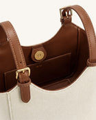 Ines Padlock Tote Bag - Brown Canvas