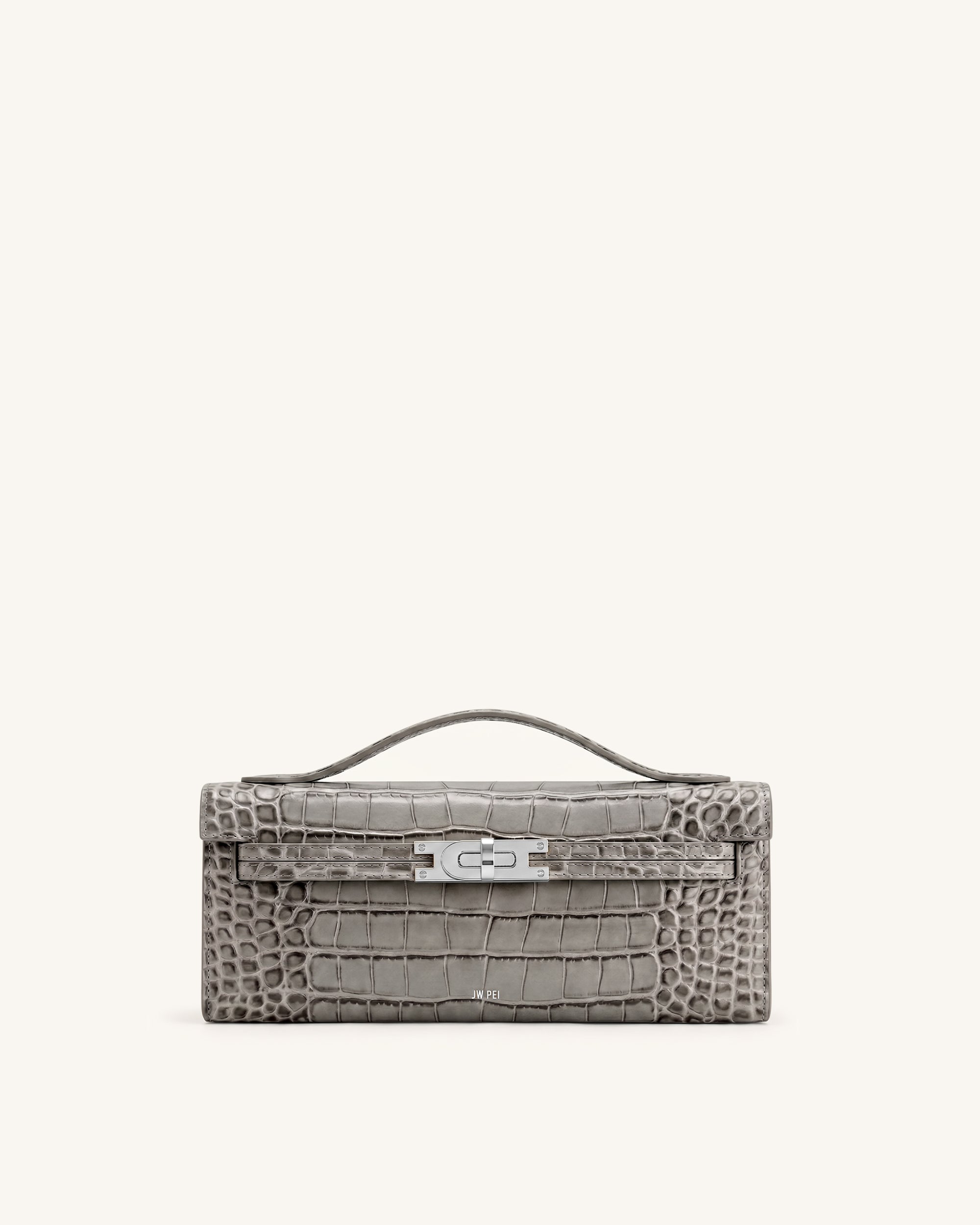 Bria Structured Top Handle Bag - Grey Croc