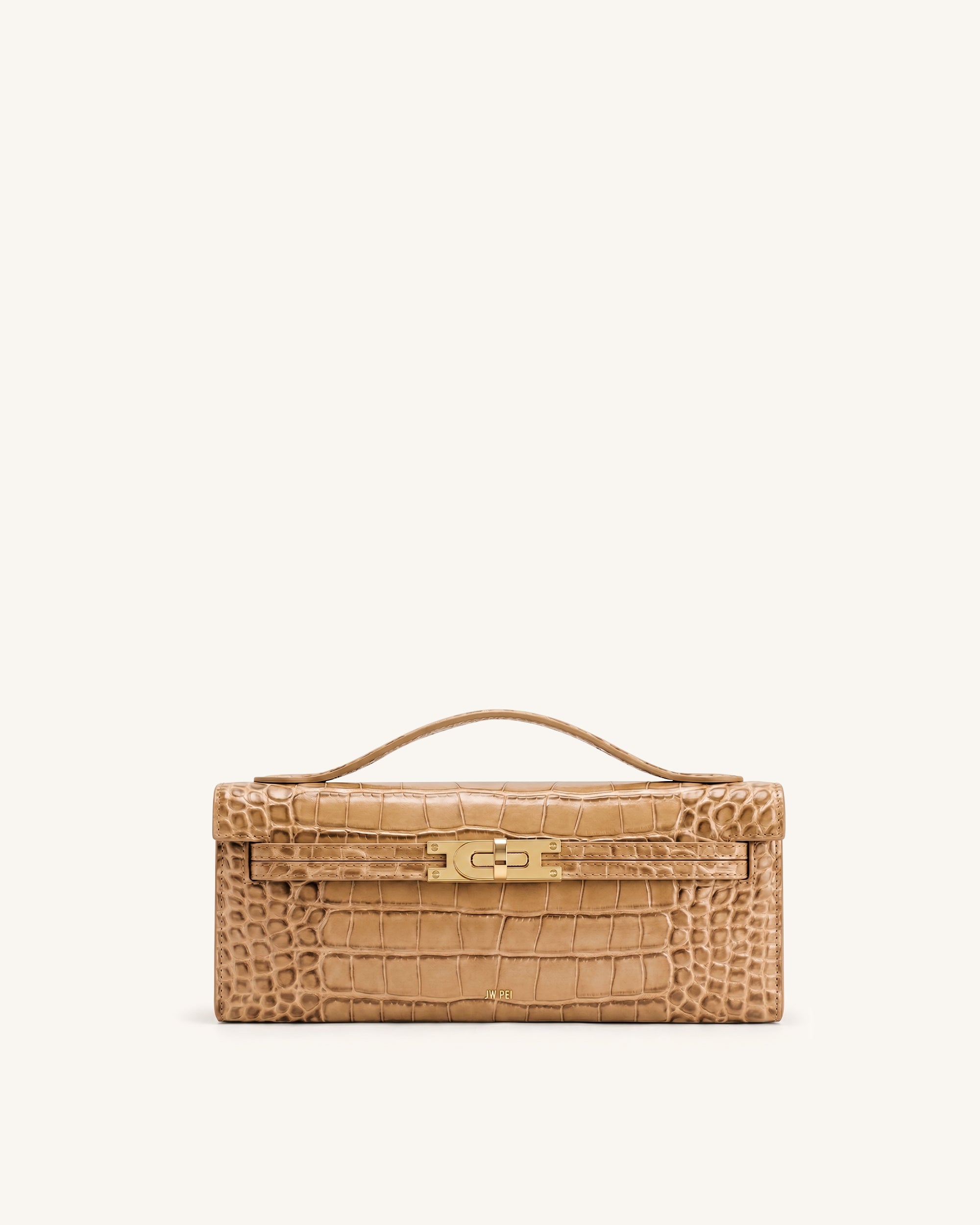 Bria Structured Top Handle Bag - Light Brown Croc