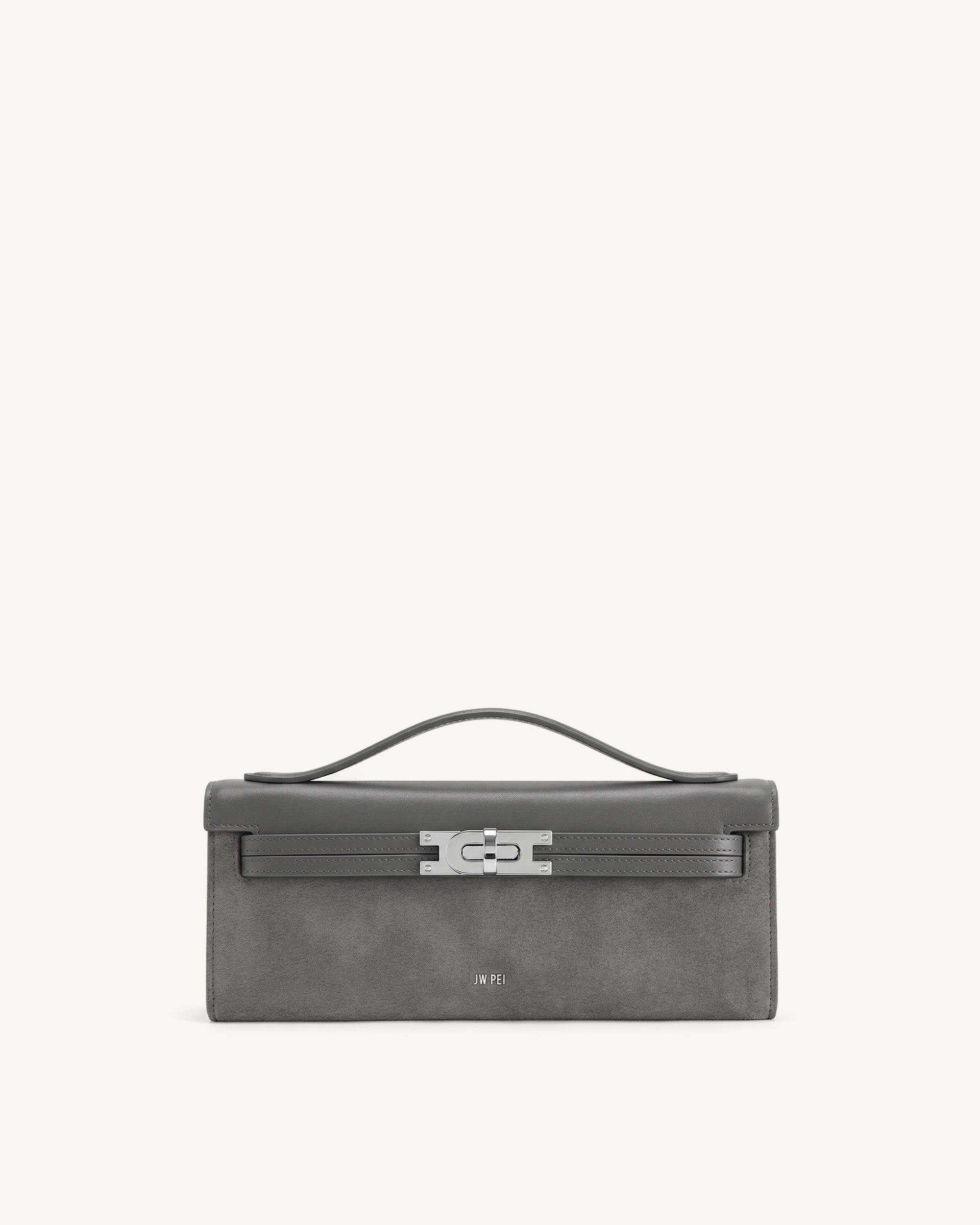 Bria Faux Suede Structured Top Handle Bag - Dark Grey