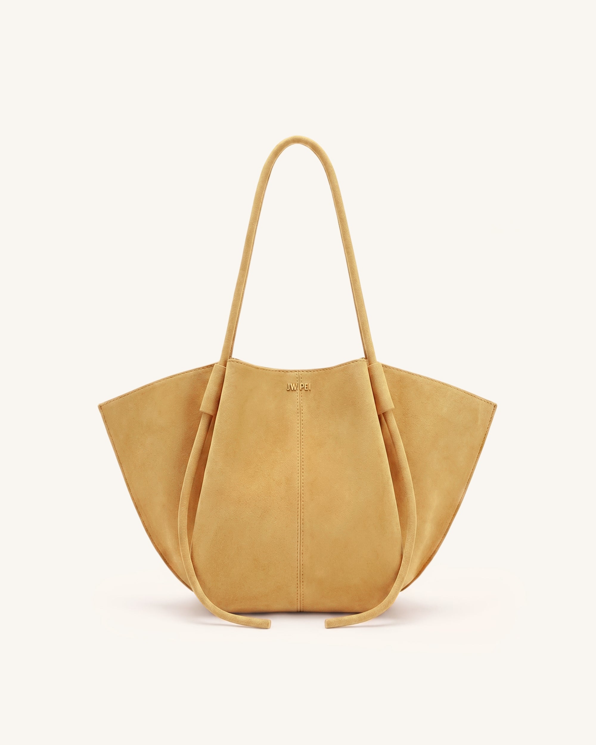 Nala Faux Suede Wide Tote Bag - Ginger Yellow