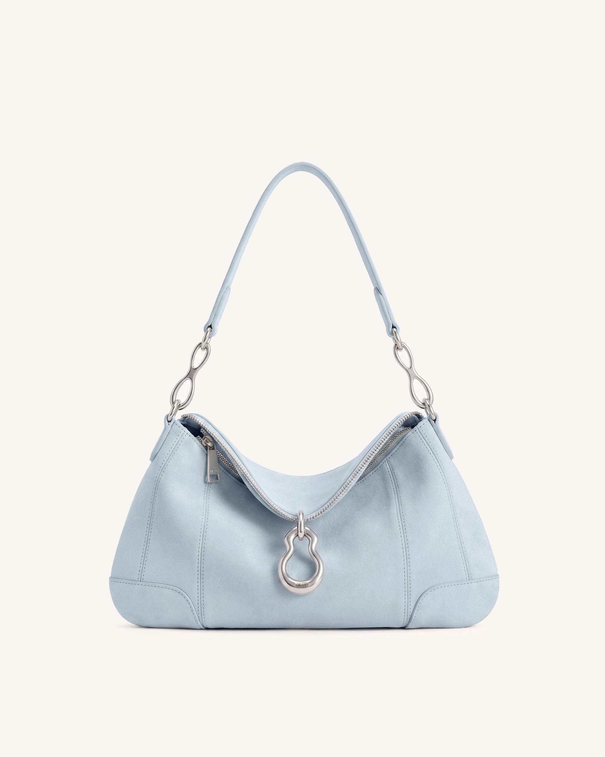 Jayla Faux Suede Metal Pendant Embellished Shoulder Bag - Blue