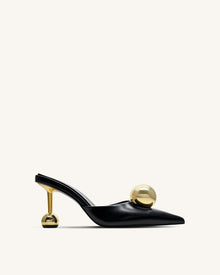 Sofia Sphere Heel Mules - Black