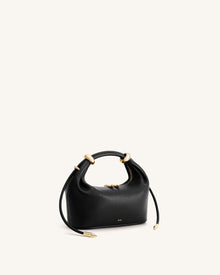 Ellie Metal Ring Embellished Top Handle Bag - Black