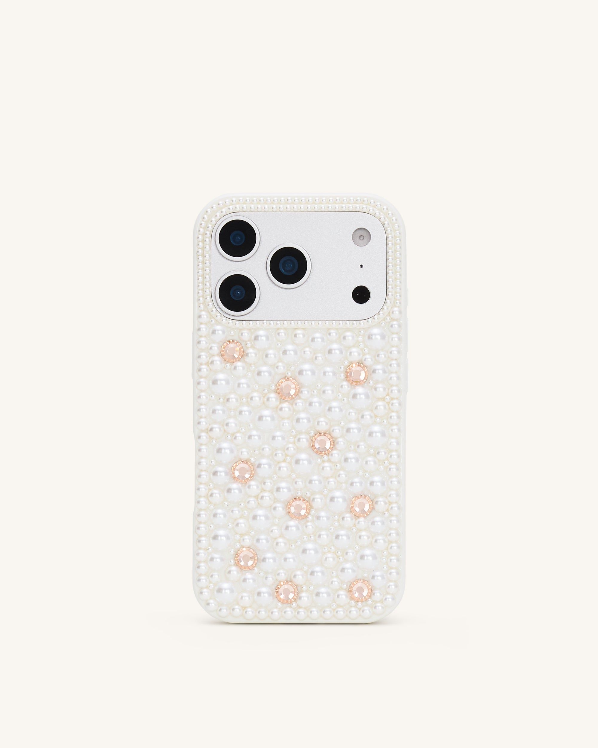 Pearl Embellished Phone Case - White