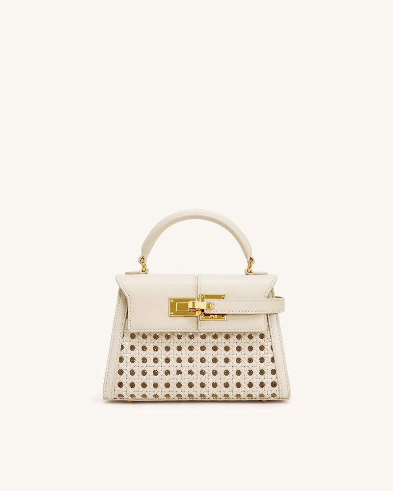 Elise Woven Top Handle Bag - Off White