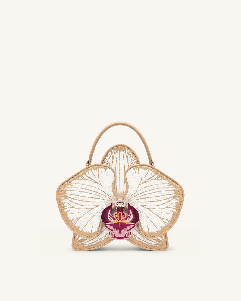 Flora Orchid Shaped Top Handle Bag - Champagne