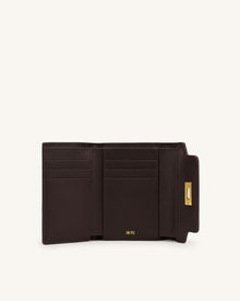 Yara Turn-Lock Flap Compact Wallet - Reddish Brown