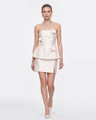 Floral Appliqué Peplum Top - White