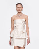 Floral Appliqué Peplum Top - White