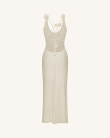 Textured Knit Halter Maxi Dress - Cream