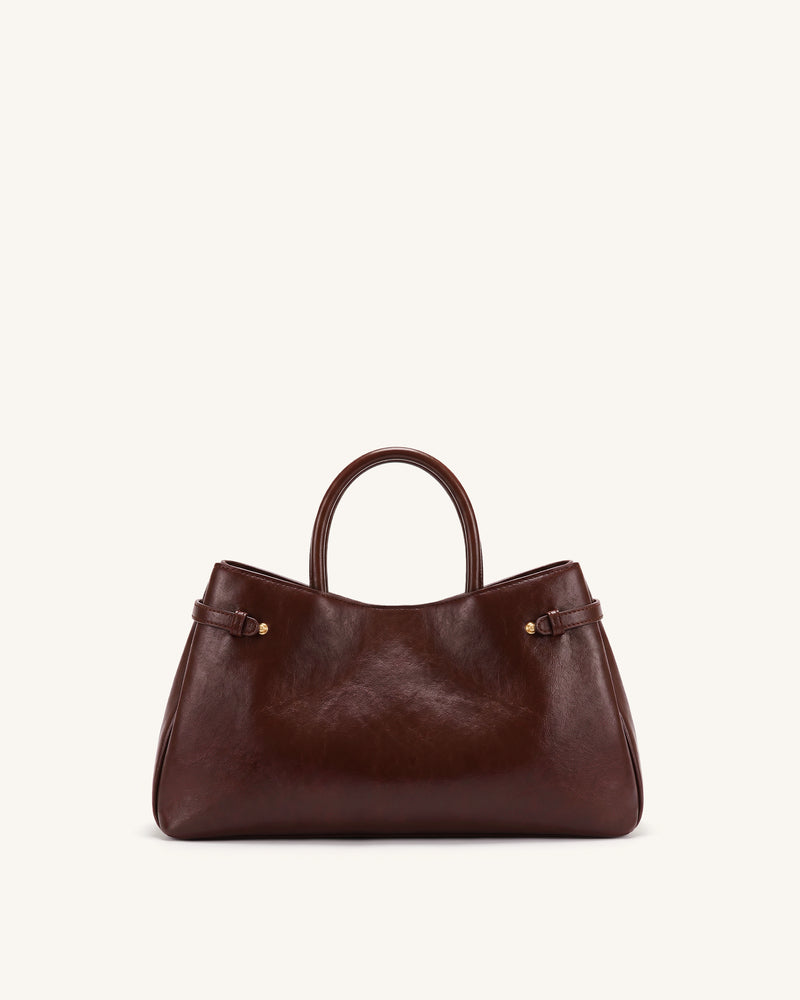 Maeve Dachshund Charm Satchel Tote Bag - Deep Burgundy