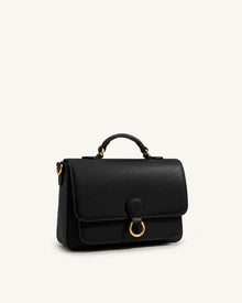 Mirelle Pebbled Top Handle Satchel - Black