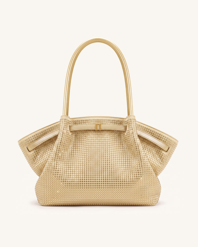 Hana Large Artificial Crystal Tote Bag - Champagne