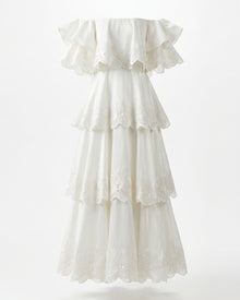 Orchid Embroidered Tiered Off-Shoulder Maxi Dress - White