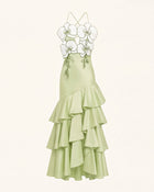 Orchid Embellished Ruffle Midi Dress - Light Green