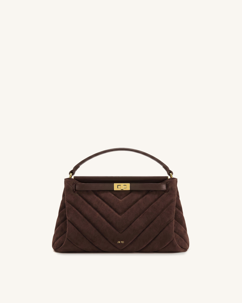Carmen Faux Suede Quilting Top Handle Bag - Sandalwood Brown