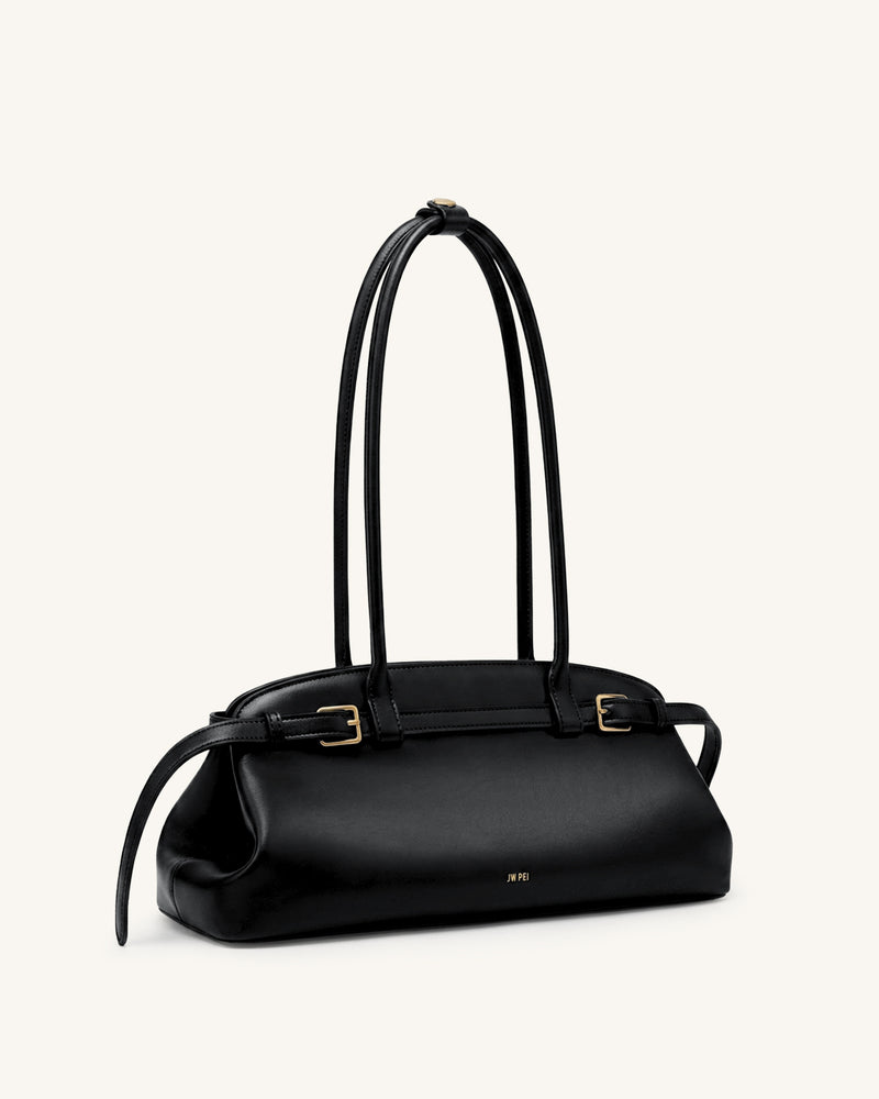 Arden Belt Detail East-West Shoulder Bag - Black