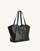 Kiana Large Capacity Weave Texture Tote Bag - Black