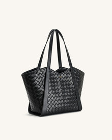 Kiana Large Capacity Weave Texture Tote Bag - Black
