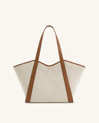 Kiana Large Capacity Tote Bag - Brown Canvas