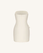 Strapless Floral Appliqué Dress - White